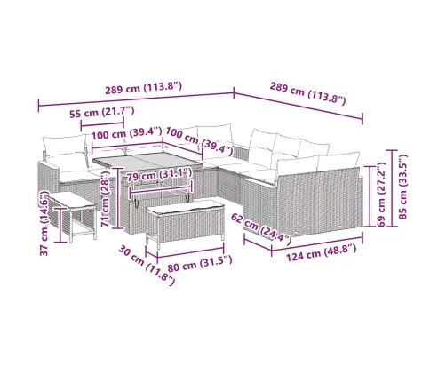 13 Gabalu Dārza Dīvānu Komplekts Ar Spilveniem Melnā Polietilēna Rotangpalmas Akācijā Vidaxl