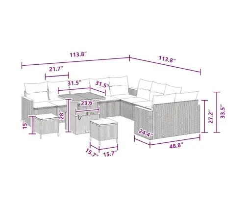 Aia Diivanikomplekt Padjaga 13 Pcs Must Polürooster