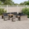 Sodo Sofų Rinkinys 13 Pcs Pilka Poliratanas