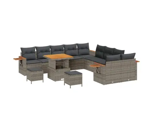 Sodo Sofų Rinkinys 13 Pcs Pilka Poliratanas