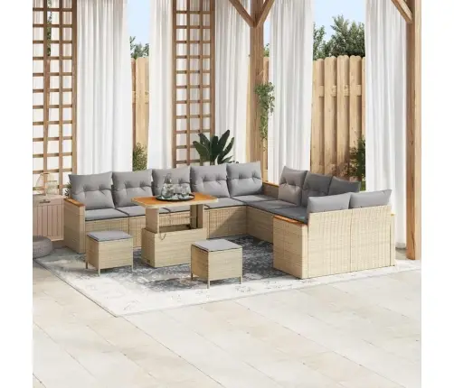 Sodo Sofų Rinkinys 13 Pcs Smėlio Poliratanas