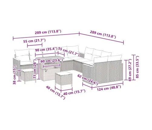 Aia Diivanikomplekt 13 Pcs Hall Polürotang