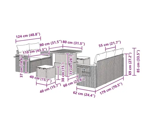 Aia Diivanikomplekt Padjaga 8 Pcs Must