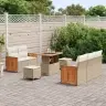 8 Daļu Dārza Dīvānu Komplekts Ar Spilveniem, Bēša Poli Rotangpalma Vidaxl