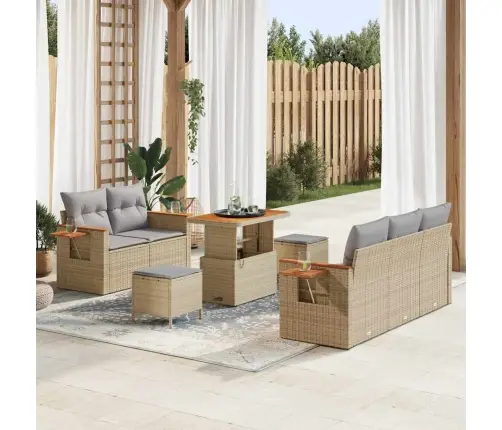 8 Daļu Dārza Dīvānu Komplekts Ar Spilveniem Bēšs Poliratan Akācija Vidaxl 8 Daļu Dārza Dīvānu Komplekts Ar Spilveniem Bēšs Poliratan Akācija Vidaxl