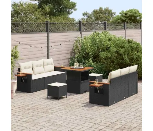 Sodo Sofų Rinkinys 9 Pcs Juoda Ir Kreminė 80 X 80 X 71 Cm Sodo Sofų Rinkinys 9 Pcs Juoda Ir Kreminė 80 X 80 X 71 Cm