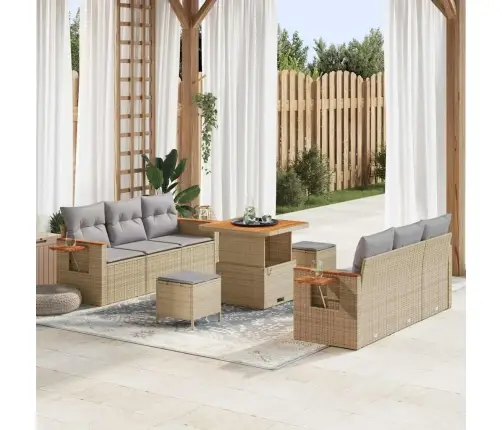 Aia Diivanikomplekt 9 Pcs Beež Ja Helehall 80 X 80 X 71 Cm