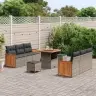 Dārza Dīvānu Komplekts Ar Spilvenu 9 Pcs Pelēka Vidaxl