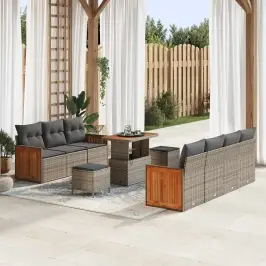 Dārza Dīvānu Komplekts Ar Spilvenu 10 Pcs Pelēka Vidaxl