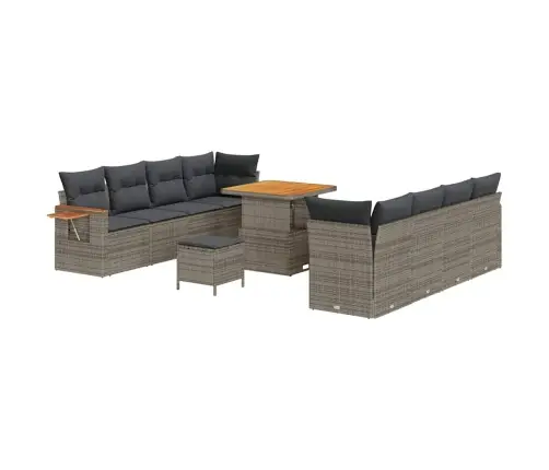 Dārza Dīvānu Komplekts Ar Spilvenu 11 Pcs Pelēka Vidaxl