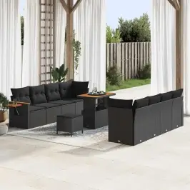 Dārza Dīvānu Komplekts Ar Spilvenu 11 Pcs Melna 90 X 55 X 71 Cm Vidaxl