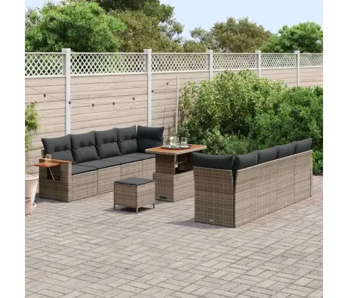 11 Gabala Dārza Dīvānu Komplekts Ar Spilveniem Pelēkah Polyratānā Akāciju Vidaxl