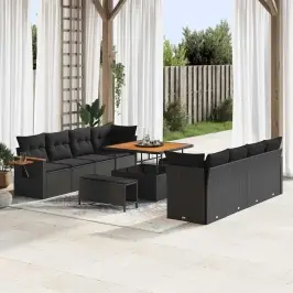 Dārza Dīvānu Komplekts 11 Pcs Melna 100 X 100 X 71 Cm Vidaxl
