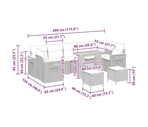 Aia Diivanikomplekt Padjaga 10 Pcs Must