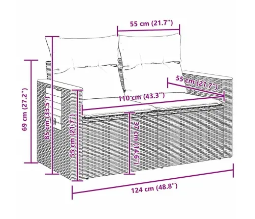 Sodo Sofų Rinkinys Su Pagalve 8 Pcs Pilka 100 X 100 X 71 Cm