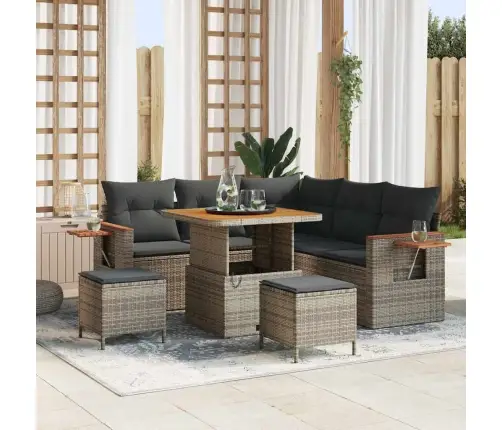 Sodo Sofų Rinkinys Su Pagalve 8 Pcs Pilka