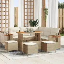 Dārza Dīvānu Komplekts 9 Pcs Bēša Un Krēmkrāsa 110 X 55 X 71 Cm Vidaxl