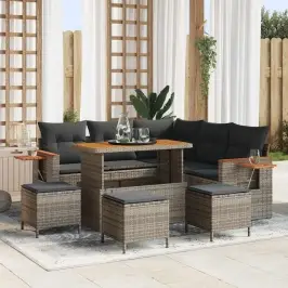 Dārza Dīvānu Komplekts 9 Pcs Pelēka 110 X 55 X 71 Cm Vidaxl
