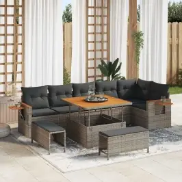Dārza Dīvānu Komplekts 9 Pcs Pelēka 100 X 100 X 71 Cm Vidaxl