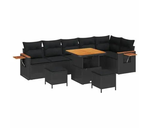 Sodo Sofų Rinkinys Su Pagalve 9 Pcs Juoda 80 X 80 X 71 Cm