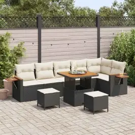 Dārza Dīvānu Komplekts Ar Spilvenu 9 Pcs Melna Un Krēmkrāsas Vidaxl