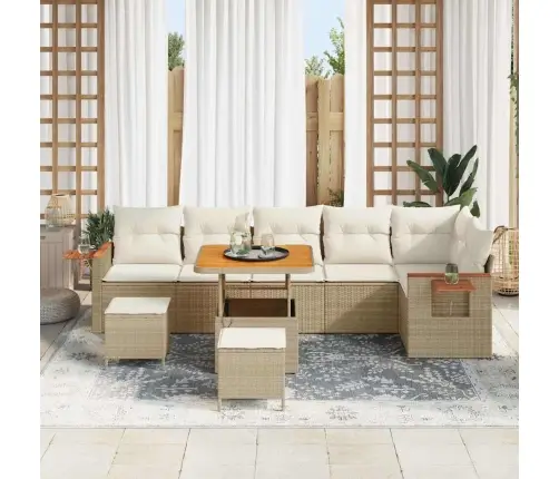 9 Daļu Dārza Dīvāna Komplekts Ar Spilveniem Bēšs Poli Rotangpalma Akācija Vidaxl 9 Daļu Dārza Dīvāna Komplekts Ar Spilveniem Bēšs Poli Rotangpalma Akācija Vidaxl