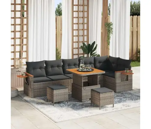 Dārza Dīvānu Komplekts Ar Spilvenu 9 Pcs Pelēka Vidaxl