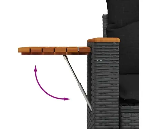 Sodo Sofų Rinkinys Su Pagalve 9 Pcs Juoda