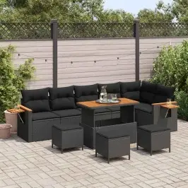 Dārza Dīvānu Komplekts 10 Pcs Melna 110 X 55 X 71 Cm Vidaxl