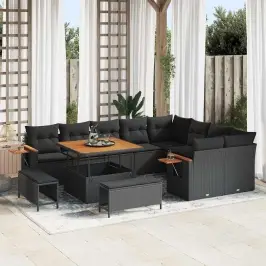 Dārza Dīvānu Komplekts 12 Pcs Melna 100 X 100 X 71 Cm Vidaxl