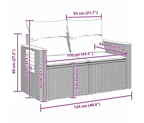 Aia Diivanikomplekt 12 Pcs Must Ja Kreemjas 100 X 100 X 71 Cm