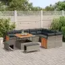 Sodo Sofų Rinkinys Su Pagalve 12 Pcs Pilka