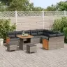Dārza Dīvānu Komplekts Ar Spilvenu 12 Pcs Pelēka Vidaxl