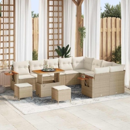Dārza Dīvānu Komplekts 12 Pcs Bēša Un Krēmkrāsa 90 X 55 X 71 Cm Vidaxl