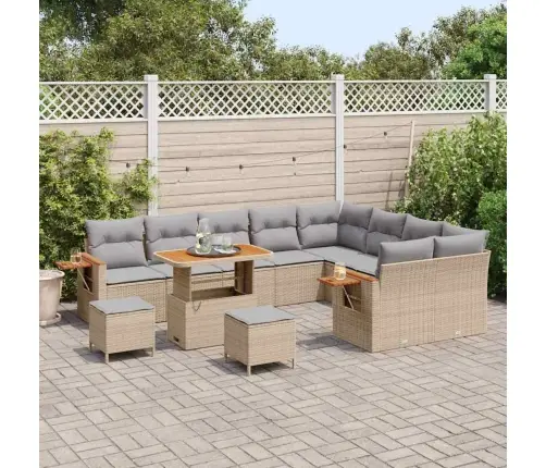 12 Gabalu Dārza Dīvānu Komplekts Ar Spilveniem Bēšs Poli Rotangpalma Akācija Vidaxl 12 Gabalu Dārza Dīvānu Komplekts Ar Spilveniem Bēšs Poli Rotangpalma Akācija Vidaxl