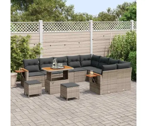 Sodo Sofų Rinkinys Su Pagalve 12 Pcs Pilka