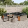 Sodo Sofų Rinkinys Su Pagalve 12 Pcs Pilka