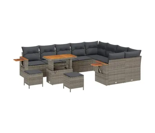 Sodo Sofų Rinkinys Su Pagalve 12 Pcs Pilka