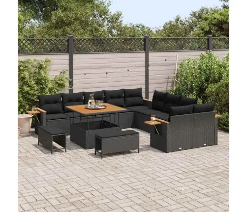 Sodo Sofų Rinkinys Su Pagalve 13 Pcs Juoda 100 X 100 X 71 Cm