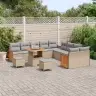 Dārza Dīvānu Komplekts Ar Spilvenu 13 Pcs Bēša Un Gaiši Pelēka Vidaxl