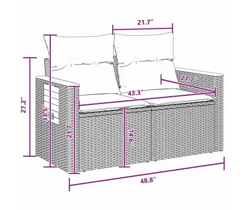 Sodo Sofų Rinkinys Su Pagalve 13 Pcs Juoda