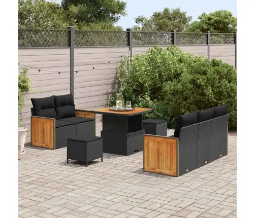 Sodo Sofų Rinkinys Su Pagalve 8 Pcs Juoda 80 X 80 X 71 Cm