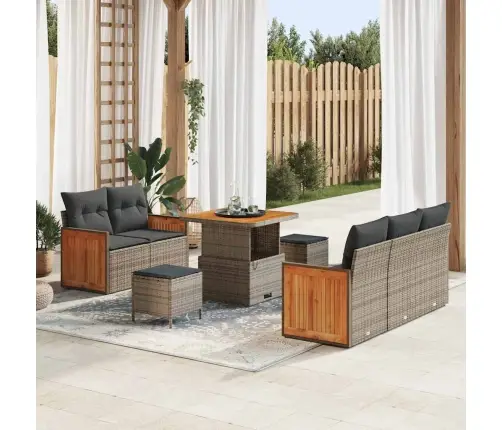 Dārza Dīvānu Komplekts Ar Spilvenu 8 Pcs Pelēka Vidaxl