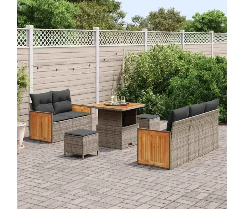 Dārza Dīvānu Komplekts Ar Spilvenu 8 Pcs Pelēka Vidaxl