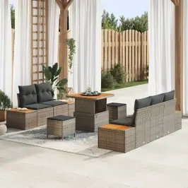 Dārza Dīvānu Komplekts Ar Spilvenu 8 Pcs Pelēka Vidaxl