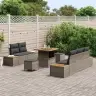 Dārza Dīvānu Komplekts Ar Spilvenu 8 Pcs Pelēka Vidaxl