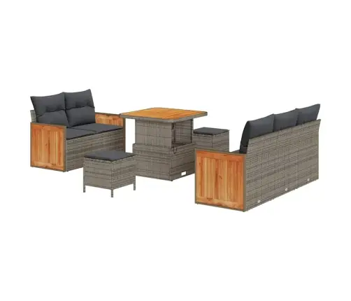 Dārza Dīvānu Komplekts Ar Spilvenu 8 Pcs Pelēka Vidaxl