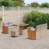 Sodo Sofų Rinkinys 8 Pcs Smėlio Ir Šviesiai Pilkos Spalvos