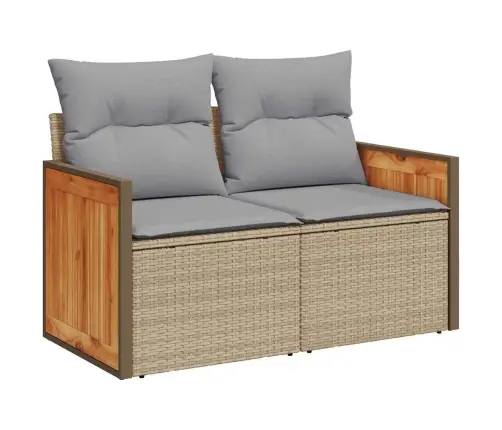 Sodo Sofų Rinkinys 8 Pcs Smėlio Ir Šviesiai Pilkos Spalvos