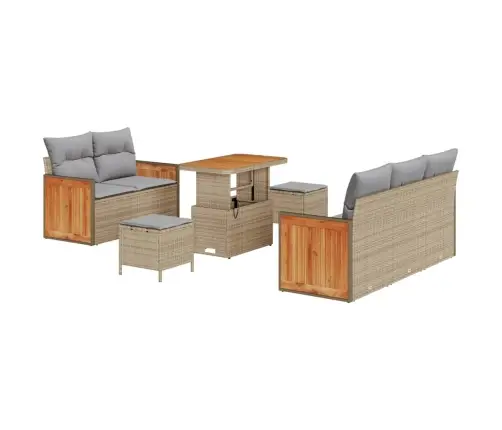 Sodo Sofų Rinkinys 8 Pcs Smėlio Ir Šviesiai Pilkos Spalvos